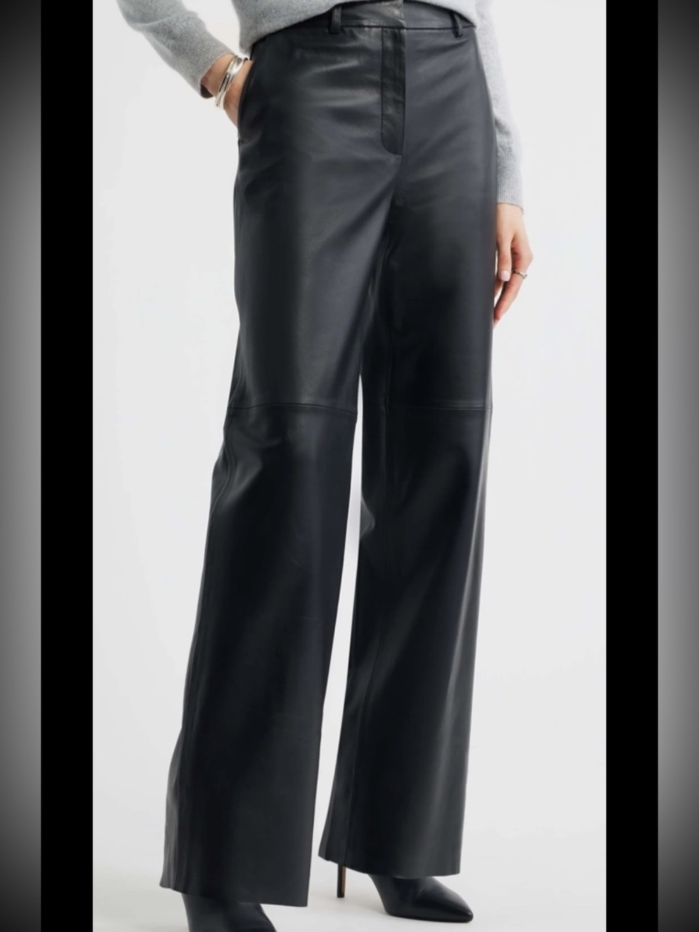 Nordstrom Soft GenuineLeather HighWaist,straightLeg Pants,Sz 12, New Without Tag